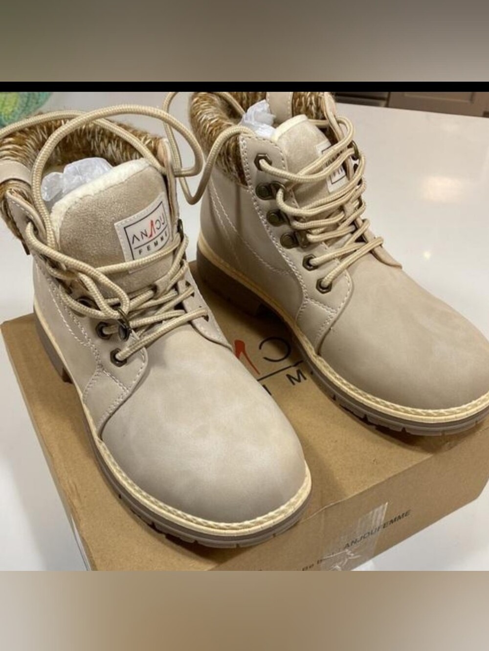 ANJOUFEMME women’s beige/taupe ankle boots, size 8.5. Never worn! 🤎